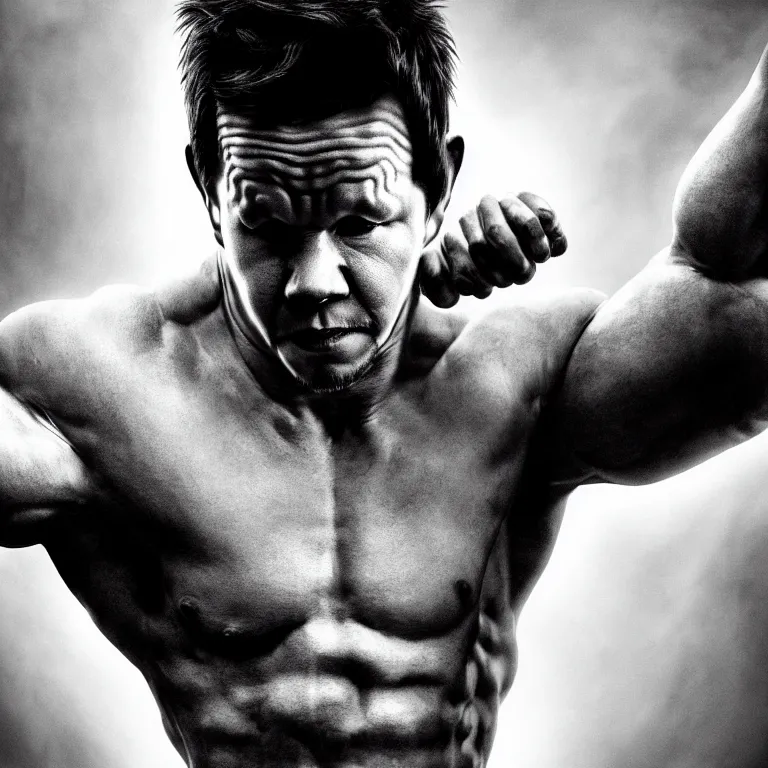 Prompt: portrait of mark wahlberg covered with ribs white mechanical spines white muscle tissue ribbed spiky horns, lucid dream - like heavy atmosphere, baroque painting, harsh flash photo, perfect composition, detailed octane render trending on artstation, 8 k artistic photography, volumetric cinematic perfect light, chiaroscuro, masterpiece, raphael, caravaggio, beksinski, rutkowsk