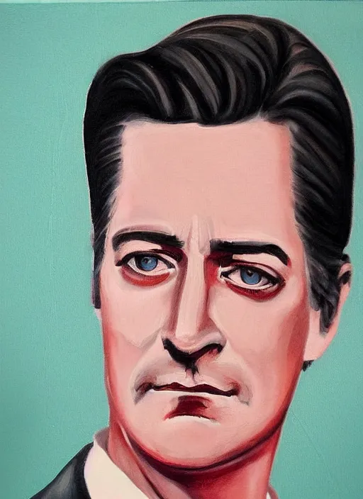 Prompt: portrait of kyle maclachlan as dale cooper by jennifer dionisio