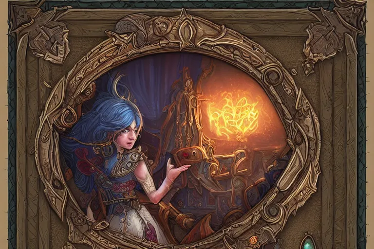 Image similar to book decorative border frame, d & d, fantasy, intricate, elegant, highly detailed, digital painting, artstation, illustration, hearthstone