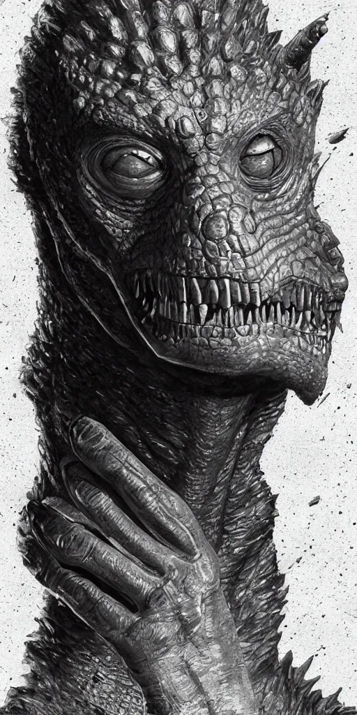 Image similar to han solo exposed to radiation and became dinosaur. realism art, high detailed, fine art, trending on artstation, smooth draw, sharp focus.