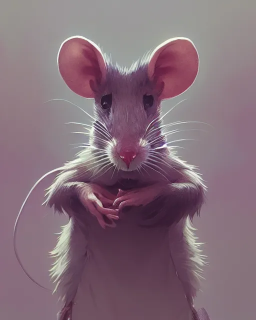 Image similar to highly detailed vfx portrait of a cute little rat, unreal engine, greg rutkowski, loish, rhads, beeple, makoto shinkai and lois van baarle, ilya kuvshinov, rossdraws, tom bagshaw, alphonse mucha, global illumination, detailed and intricate environment