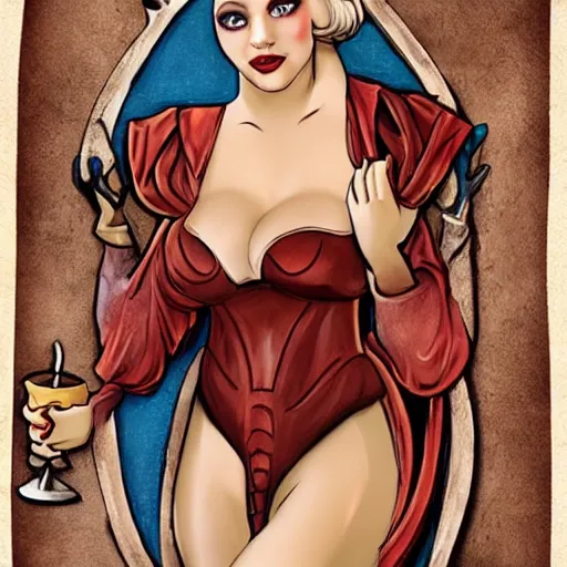 Prompt: medieval pinup girl