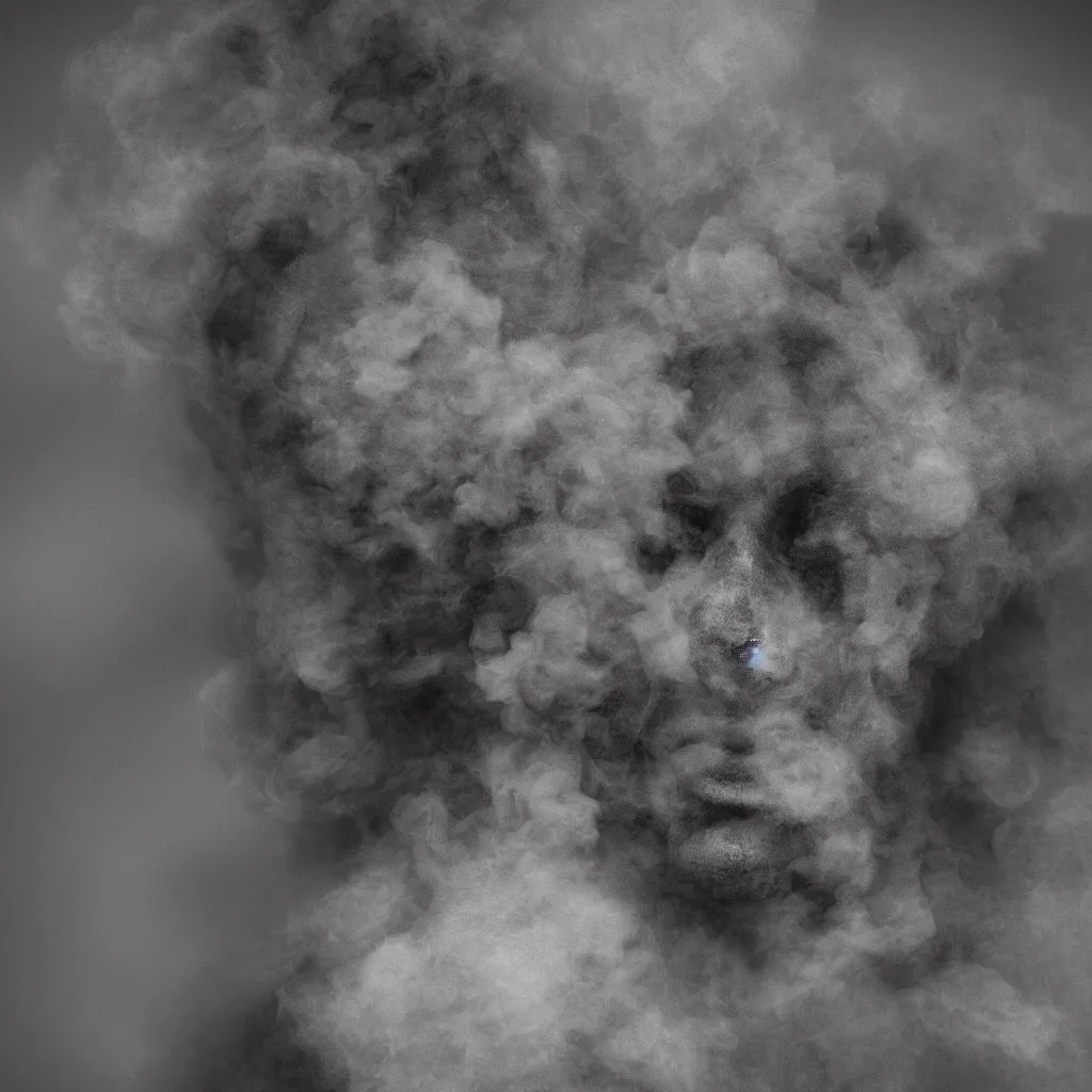 Image similar to a portrait of a person made of smoke. impressionism. matte painting. octane render