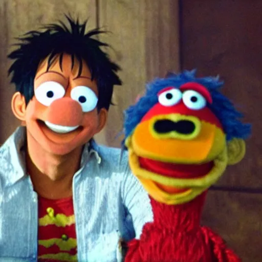 Prompt: luffy in the Muppet show