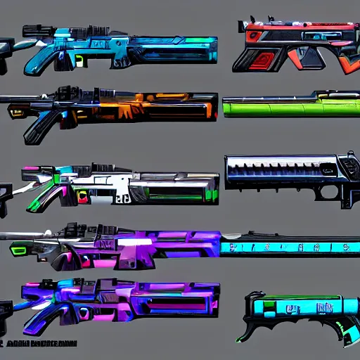 Prompt: cyberpunk pistols, stylized, fortnite, 4K