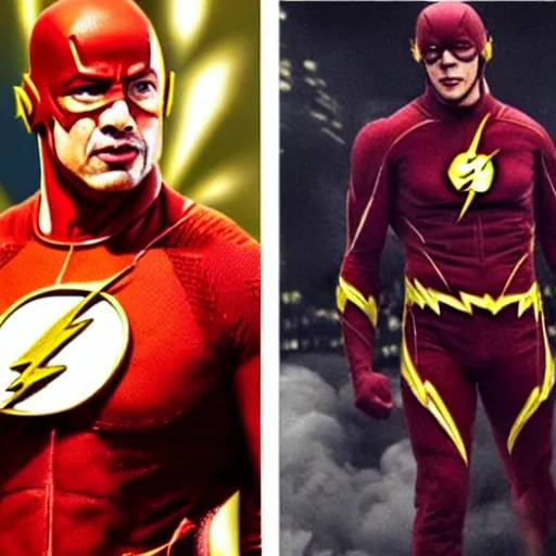 Image similar to The Rock as the Flash