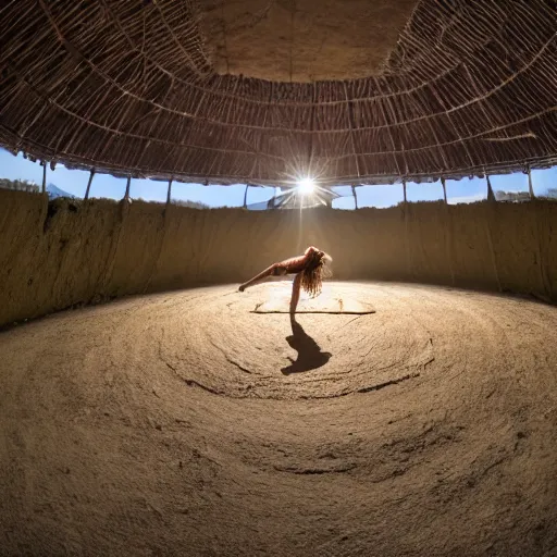 Image similar to tanztheater made of mud and clay, pina baush theater, wide angle with flare,