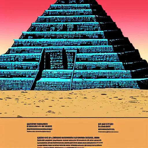 Image similar to tortoise in the desert pyramid ziggurat highly detailed concept art schematic, Laurie Greasley