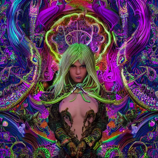 Image similar to psychadelic witch, hyper detailed, flowing psychadelic background intricate and detailed, ornate 8 k gorgeous intricate detailed, octane render