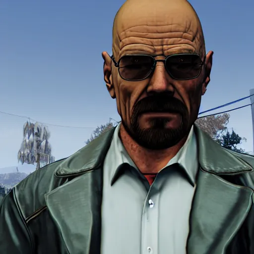 Prompt: walter white, gta 5 style, portrait, cyberpunk