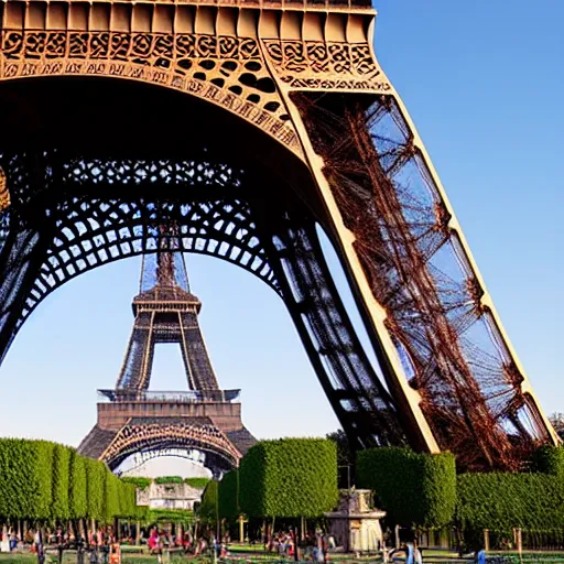 Image similar to eiffel tower made out of faces, beautiful, stunning, very coherent, landscape photo, realistic