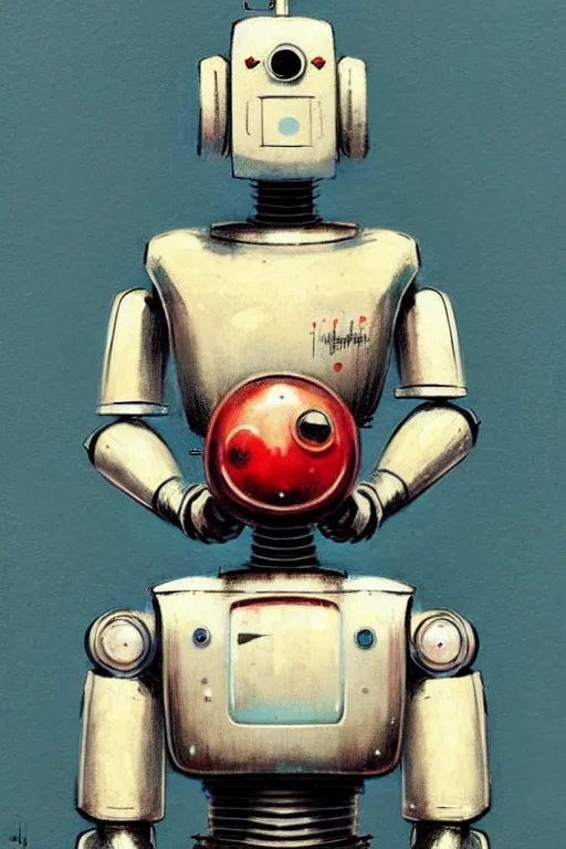 Image similar to ( ( ( ( ( 1 9 5 0 s retro future android robot clown. muted colors., ) ) ) ) ) by jean - baptiste monge,!!!!!!!!!!!!!!!!!!!!!!!!!