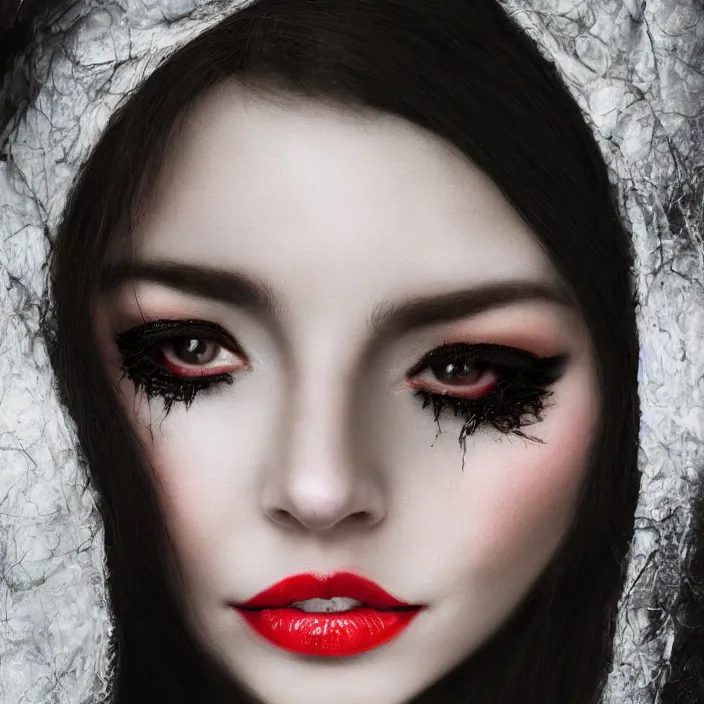 Prompt: portrait photograph of an extremely beautiful!!!! vampire queen, looking at the camera!!. super resolution. Extremely detailed. Graflex camera!, bokeh!!!!! trending on artstation.