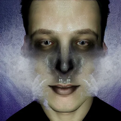 Image similar to face made of smoke simulation made of smoke simulation made of smoke simulation smoke simulation smoke simulation elon musk houdini houdini smoke particles houdini mesh emitting particles