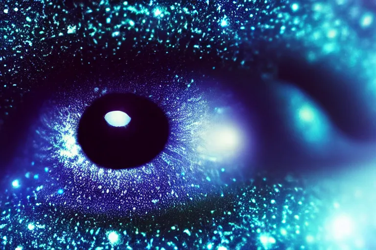 Image similar to a galaxy is inside of an eye, beautiful eye, eye, eye of a woman, realistic, ultra realistic, macro photo, beautiful, digital art, conceptual art, trending on artstation