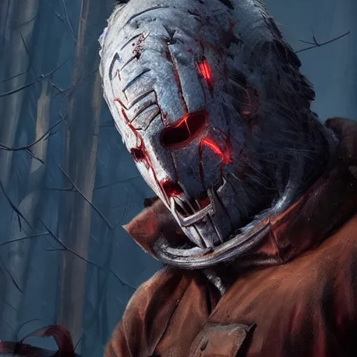 Prompt: a still of the trapper from dead by daylight,digital art,detailed,realistic,art by greg rutkowski,concept art,video game character art