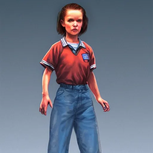 Prompt: character of Eleven from Stranger things by (((Ralph Horsley))), detailed!!!,fantasy,lighting!!!