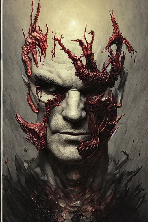 Image similar to portrait of henry rollins by denis forkas and agostino arrivabene as a diablo, resident evil, dark souls, bloodborne monster