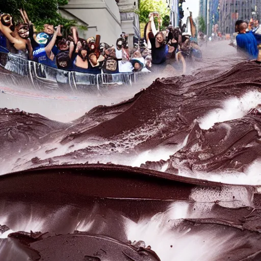 Image similar to tsunami of liquid chocolate on new york