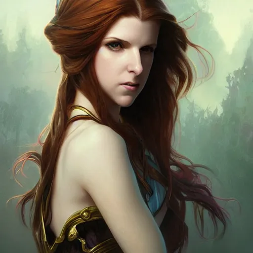 Prompt: beautiful powerful sorceress maiden princess, Anna Kendrick, cruel, intricate, elegant, highly detailed, digital painting, artstation, concept art, smooth, sharp focus, illustration, art by artgerm and greg rutkowski and alphonse mucha