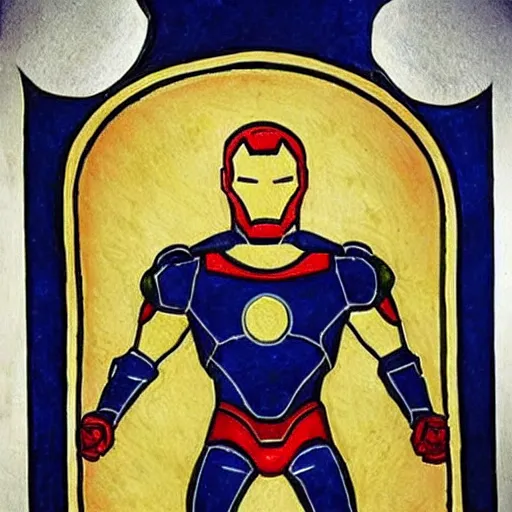 Image similar to iron man, illuminated manuscript!!!!!!!!!!