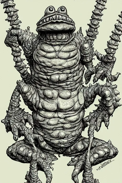 Prompt: toad goblin, symmetrical, goblin, highly detailed, digital art, sharp focus, trending on art station, kentaro miura manga art style