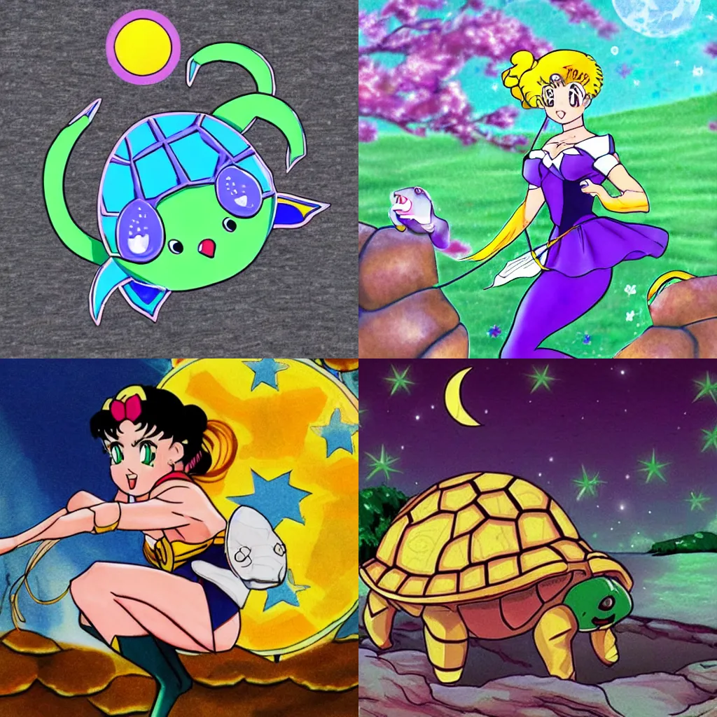 Prompt: sailor moon as a turtle