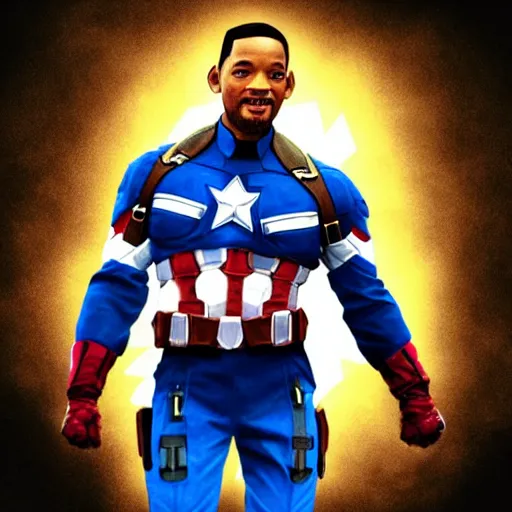 Prompt: Will Smith as Captain America, digital art
