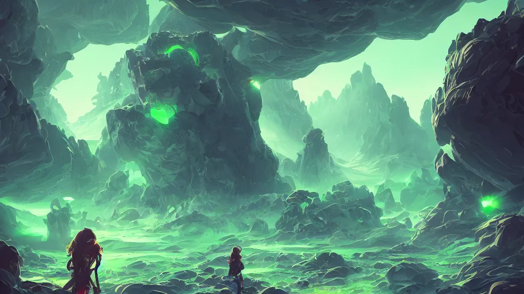 Prompt: giant green skull falls on the earth, meteor, crash, waves of energy, by sylvain sarrailh, rossdraws, ambient light, ultra detailed, fantasy artwork, 8 k, volumetric lighting, trending on artstation, award winning, very beautiful.