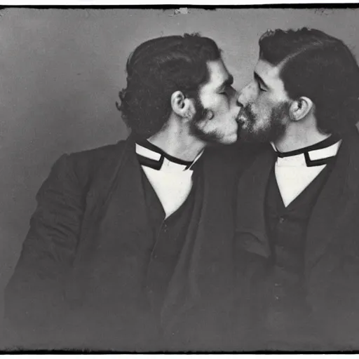 Prompt: outlaw men kissing, 1 8 0 0 s