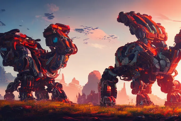 Image similar to scorcher machine mecanical creature robot of horizon forbidden west horizon zero dawn radiating a glowing aura global illumination ray tracing hdr fanart arstation by ian pesty and alena aenami artworks in 4 k