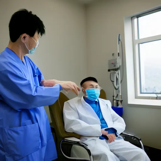 Prompt: zhang zhongjing getting chemotherapy, ultra detailed, hdr, 8 k, professional photography