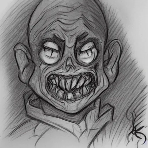 Prompt: milt kahl pencil sketch a lovecraftian zombie hhorror loomis