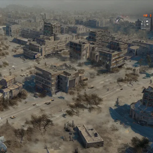 Prompt: painting of a war zone in beijing, china, world war 3, modern city, unreal engine 5,