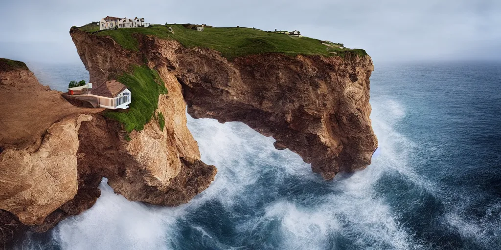 Image similar to a house on a cliff by the ocean by mike campau