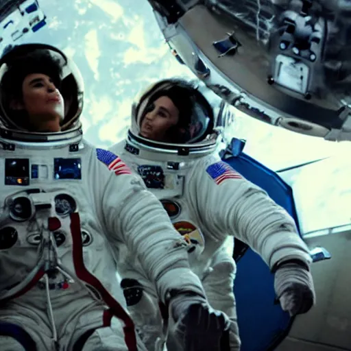 Prompt: film still of 'Reconciliation' (2012), space walk action scene