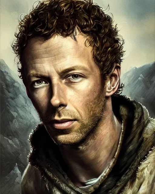 Image similar to chris martin ( coldplay singer ), hyper realistic face, beautiful eyes, fantasy art, in the style of greg rutkowski, intricate, hyper detailed, smooth