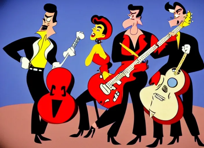 Image similar to rockabilly band 1950s, 8K, hanna barbera