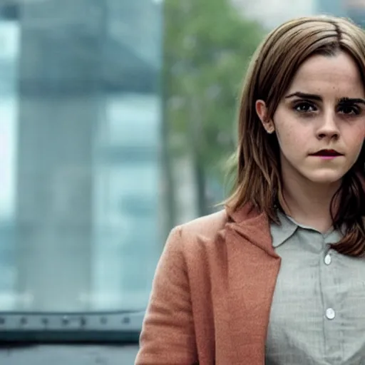 Image similar to emma watson in squid game netflix tv show, full body shot, highly - detailed, sharp focus, award - winning