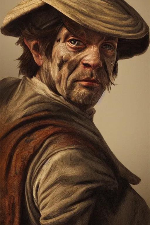 Image similar to portrait, headshot, digital painting, of an old scarred 17th century sailor, in tricorn hat, realistic, hyperdetailed, chiaroscuro, concept art, art by Franz Hals