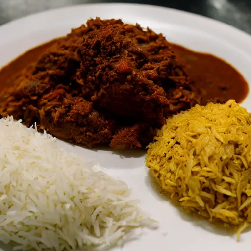 Image similar to a professional photo of nasi rendang