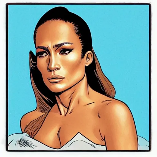 Image similar to “ jennifer lopez retro minimalist portrait by jean giraud, moebius starwatcher comic, sharp, smooth face, 8 k ”