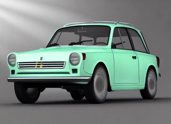 Image similar to Concept art 3D render of the new Trabant 2023