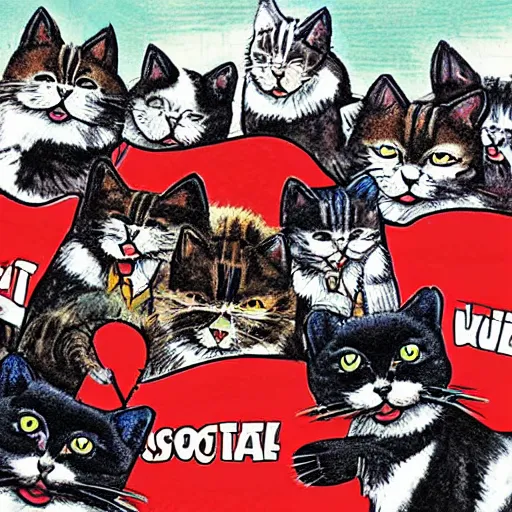 Image similar to cats leading a socialist revolution