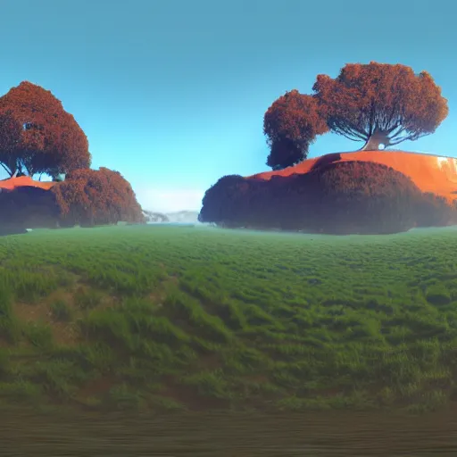 Image similar to differential growth,panorama,utopia,sunny,unreal engine