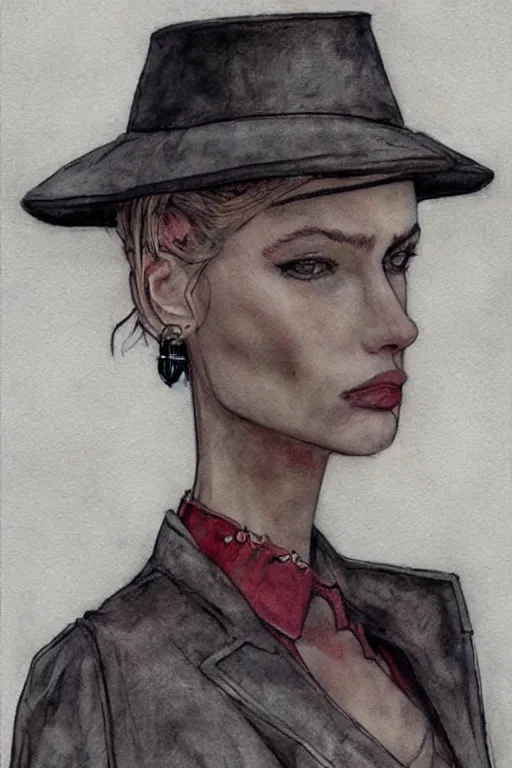 Image similar to portrait fashion model artwork by enki bilal