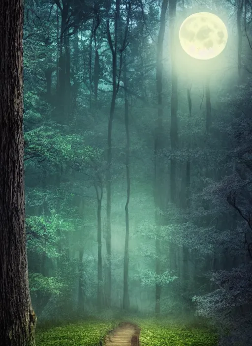 Prompt: 4 k, high details, thriller book cover of a forest with moon, realistic concept, unsplash photography, shutterstock, getty images, highly detailed photography, flickr