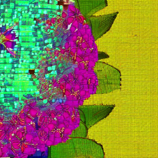 Prompt: a beautiful flower, glitchy