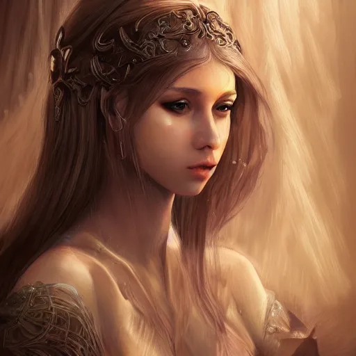 Image similar to Young Romanian woman, high resolution fantasy concept art, realistic, intricate details, soft lighting