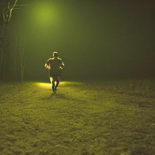 Image similar to Shrek running, caught on trail cam, night photography